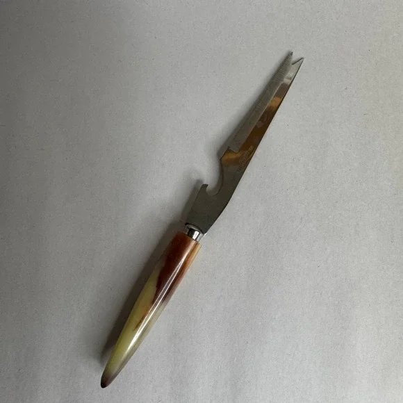 Vintage Stainless Steel Japan Bar Knife Faux Horn Handle Bottle Opener‎ Fork Tip