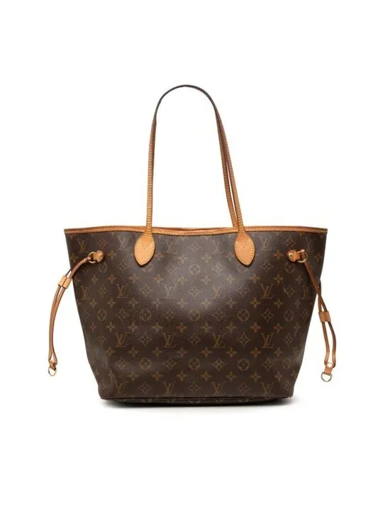 Louis Vuitton Monogram Neverfull MM Tote Shoulder Bag Brown Leather