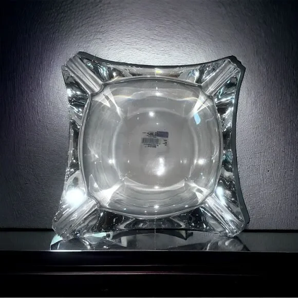 Deluxe Clear Glass Ashtray l Square 4x4 l NIB