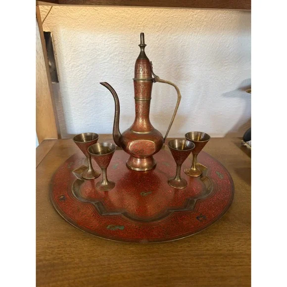 Vintage‎ Dallah Enameled Tea Pot Set