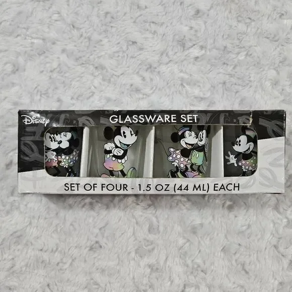 Disney Mickey And Minnie Shot Glass Set 4 Pieces Rainbow Color
