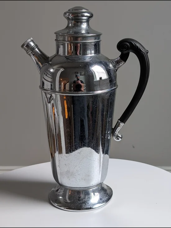 VTG Art Deco Lehman Bros NY Krommaster Chrome Cocktail Shaker For Display Only