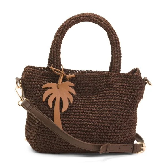 Haute Hippie Chocolate Woven Tote Handbag