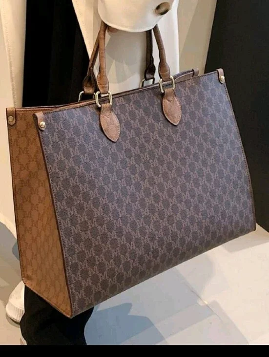 Brown Monogram Tote Bag - Luxury-Inspired Women's Handbag