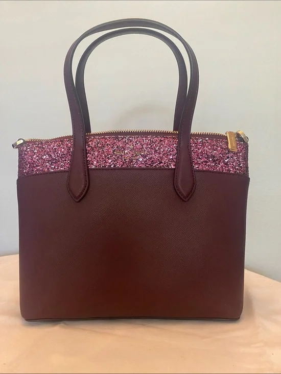 kate spade Plum Tote with Glitter Trim