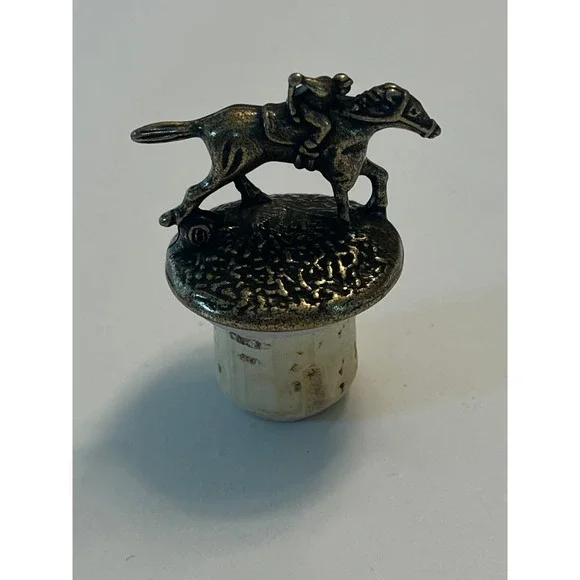 Blantons Bourbon Horse and Jockey Bottle Stopper Letter O Collectible Pewter