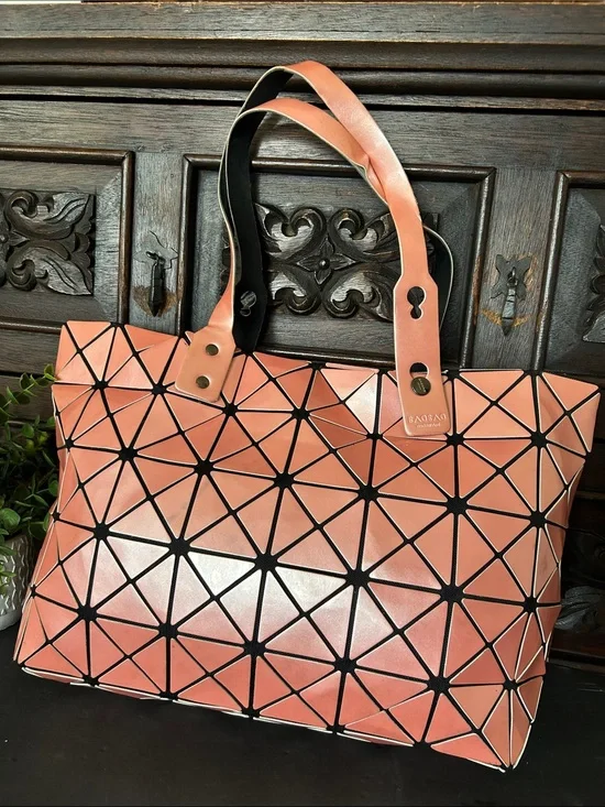 Inspired Geometric Tote Bag in Coral Pink