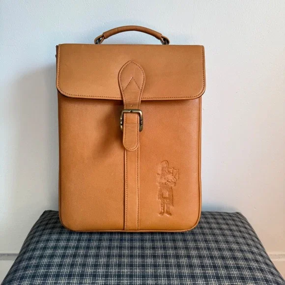 Winston Collection Leather Two Bottle Wine Carrier Bag Size OS Tan Brown