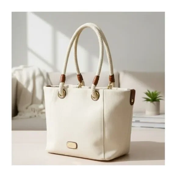 Michael Kors Canvas Tote Extra Large Beach Bag Rope Handles Purse Shoulder Bag