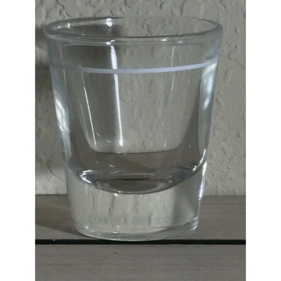 Vintage Libbey Shot Glass Heavy Thick Bottom White Pour Line Clear Glass