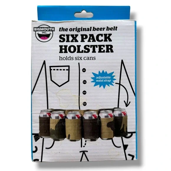 BigMouth Inc Original Six Pack Holster Beer Belt Camo Adjustable Fits Up to 48in