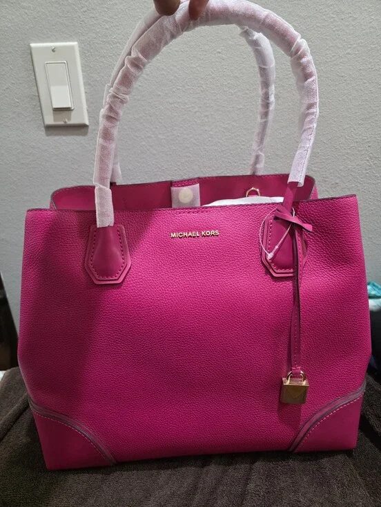 MICHAEL KORS Pink Leather Tote Bag With Dust Bag