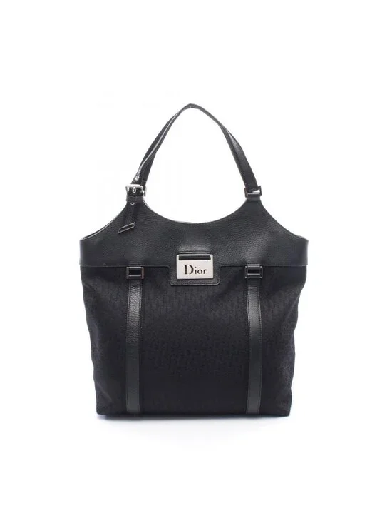 Dior Tote Trotter Street Chic Black Canvas Leather