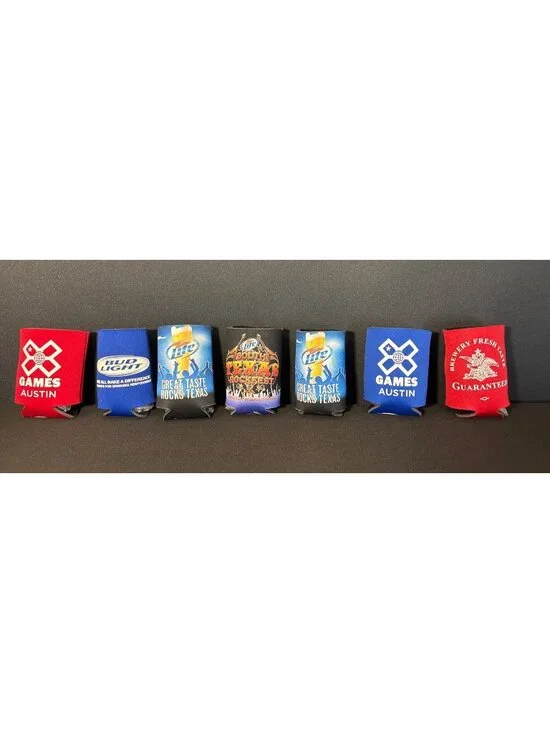 Koozies Lot of 7 Miller Lite Cans South Texas Rockfest 2008 Austin X Games Beer