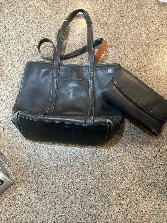 Coach Black Leather Men's Tote with Matching Wallet