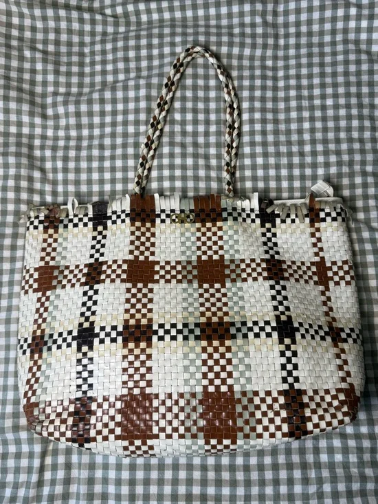 Large Salvatore Ferragamo Gancini woven tote bag