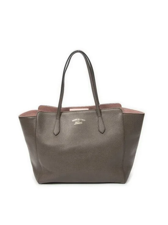 Gucci Swing Tote Taupe Pink Grain Calf Skin Leather