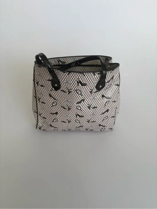 Lulu Guinness Beige and Black Print Tote