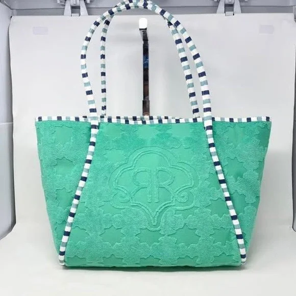 Roller Rabbit x Target Star Geo Large Terry Beach Tote Bag Teal Green