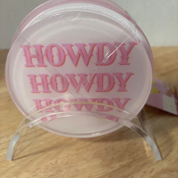Bread and Butter Howdy Howdy Howdy Pink Coasters Set of‎ 4 Happy Hour New