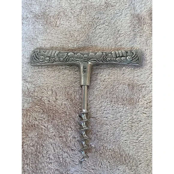 Vintage Viking Longship Pewter Corkscrew 95% T-Handle Wine Opener Scandinavian