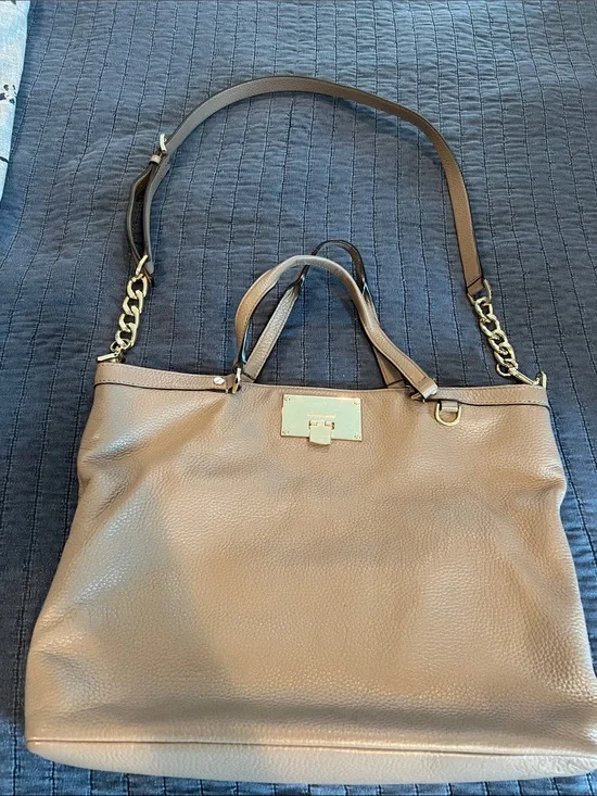 Michael Kors Taupe leather Tote with Gold Hardware -