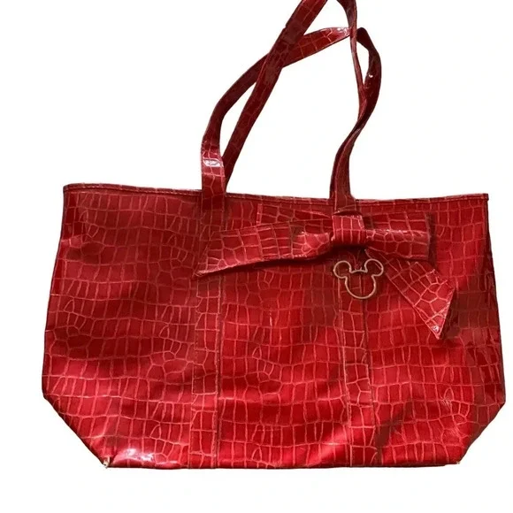 WALT Disney World Disneyland Resort Red Croc Pattern XL Tote Bag Purse M…