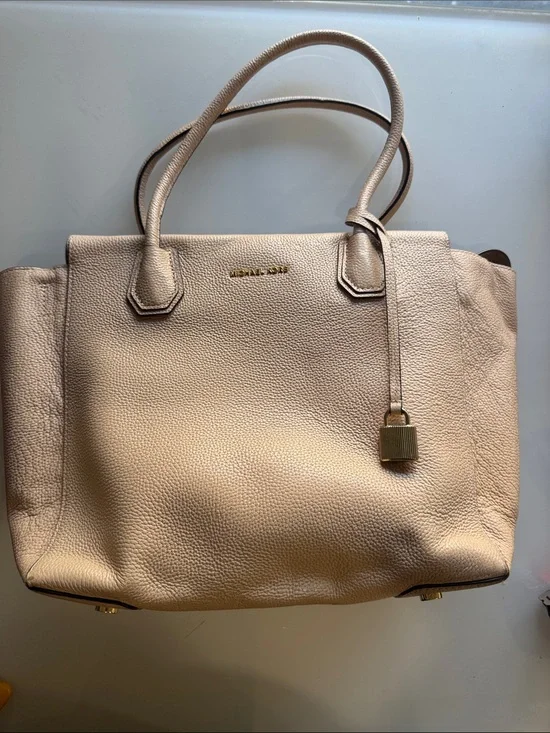 Michael Kors Metallic Nude Leather Tote with Gold Hardware