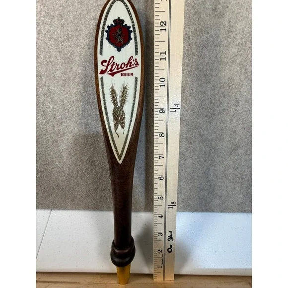 Vintage Stroh's Beer Tap Handle Wood Bar Kegerator Handle Detroit Breweriana 13