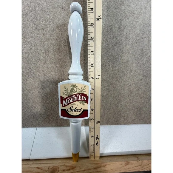 Christian Moerlein Select Beer Tap Handle White Spindle Vintage Barware 14.5