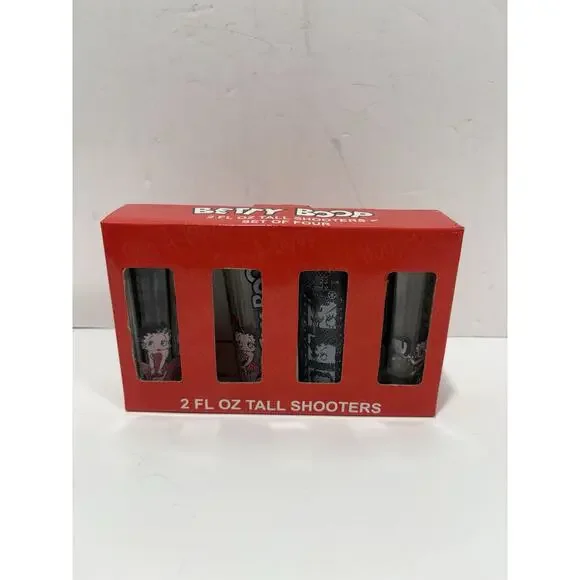 Retro BETTY BOOP‎ 2 FL Oz FLARED SHOOTERS GLASS SET OF 4