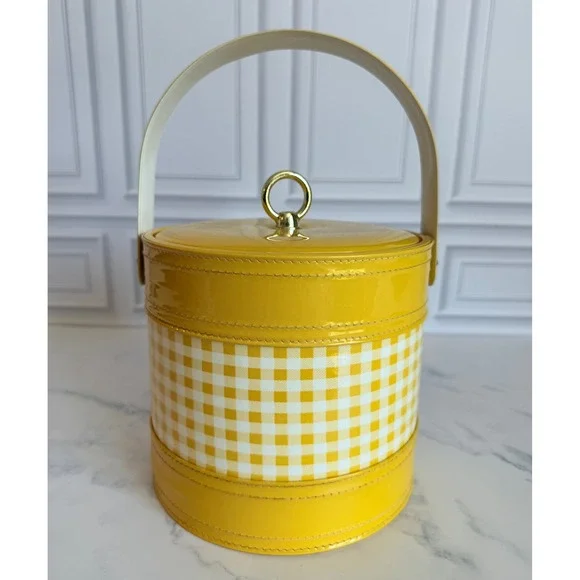 VTG 1950s Georges Briard MCM Retro Yellow Gingham Vinyl 7
