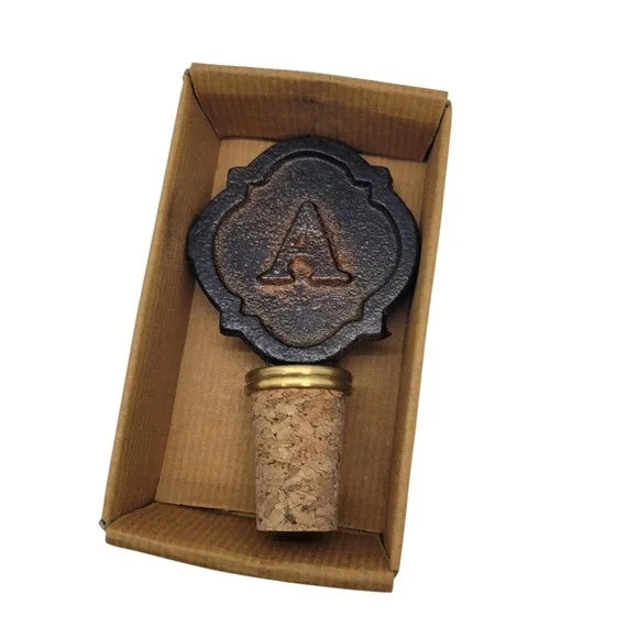 Mud‎ Pie Initial Wine Cork A Cast Iron Bottle Stopper Rustic Bronze NEW