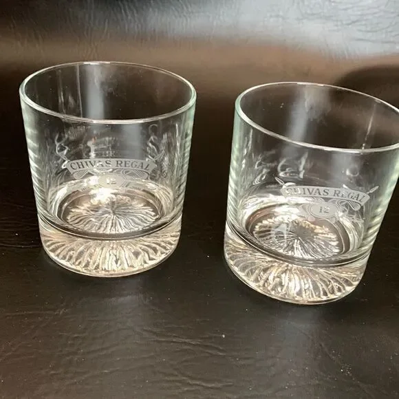 Chivas Regal Rocks Glass 12 Etching 10 Oz Each Scotch Whisky Bar Cocktail Set 2