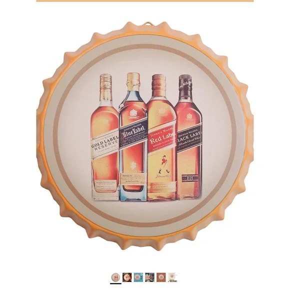 Johnnie Walker Scotch‎ Whisky Metal Bottle Cap Wall Sign Bar Decor 14 Inch NEW