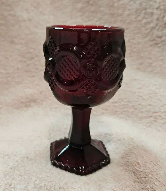 Vintage Avon 1876 Cape Cod Collection Ruby Red Glass Wine Goblet 4.5