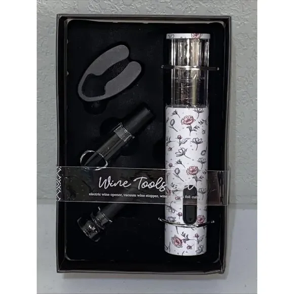 Wine Tools Set Kit Cordless Electric Bottle‎ Opener Foil Cutter Stopper Pourer