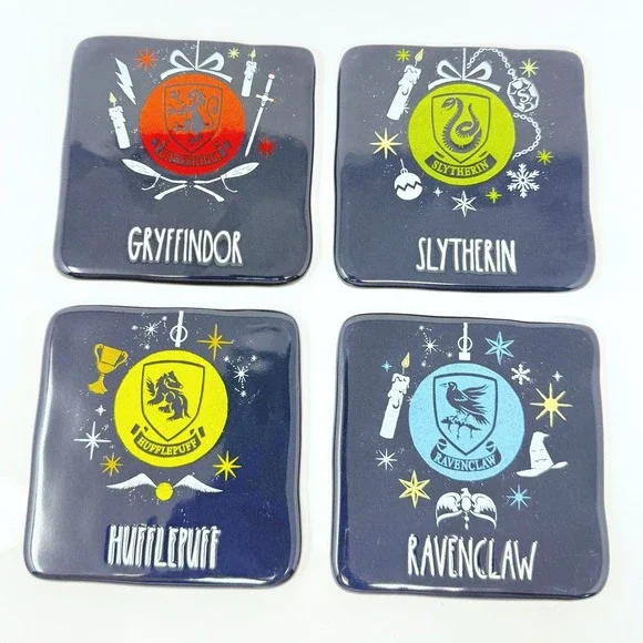 RAE DUNN Harry Potter collection Hogwarts House Crest Coasters 4-piece Set