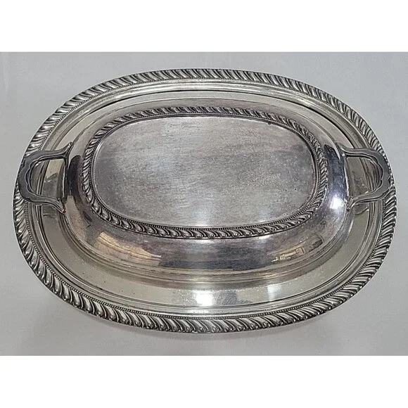 Vintage Viking EPNS Yorkshire Covered Serving Dish Silverplate V101 Oval 12
