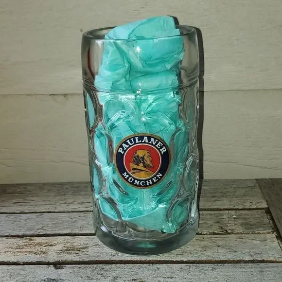 Paulaner Munchen Austria Dimple Beer Stein 1L Glass Mug