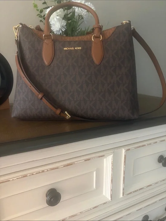 Michael Kors Brown and Tan Signature Logo Tote