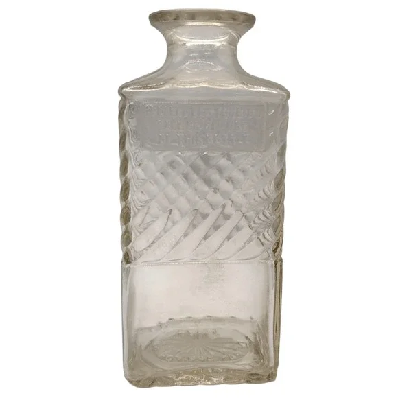 Old Mr Boston Decanter Bottle Swirl Vintage Fine Liquor Clear Textured Glass SEE