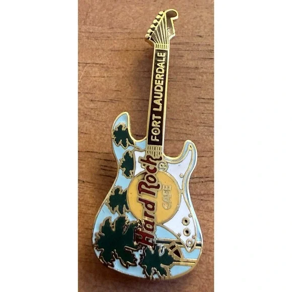 Hard Rock‎ Cafe pin Ft. Lauderdale Fender Guitar w palm trees scene Core