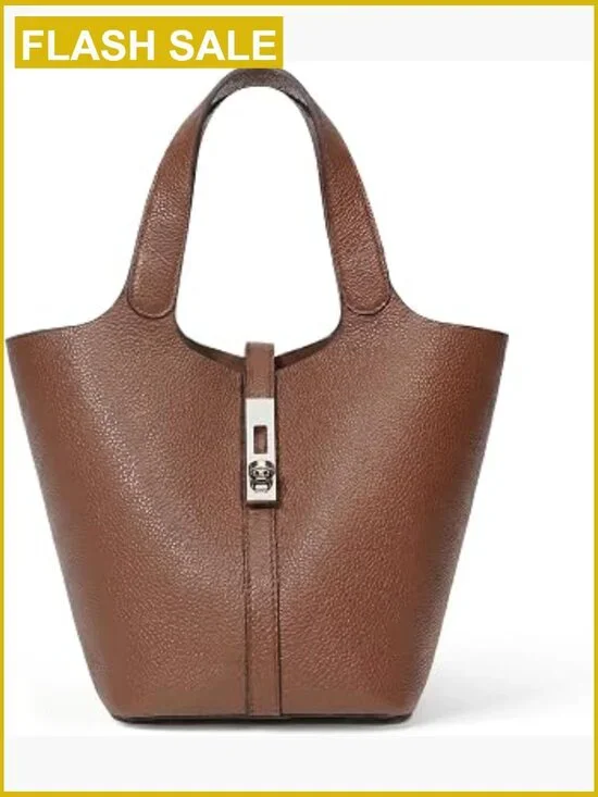 Vegan Leather Bucket Tote Bag with Detachable Small Purse Top Handle Shoulder