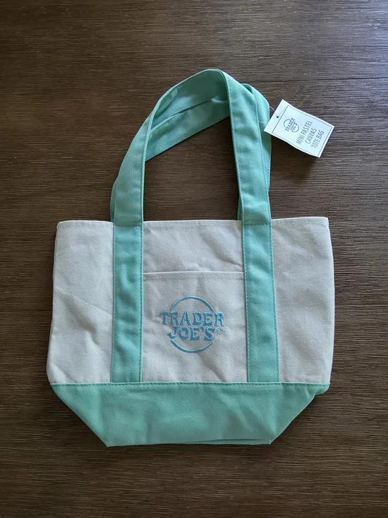New Trader Joe's Mint Green Canvas Mini Tote Bag