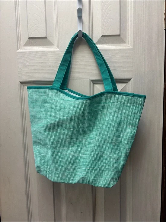 Lancome Teal Woven Tote Bag