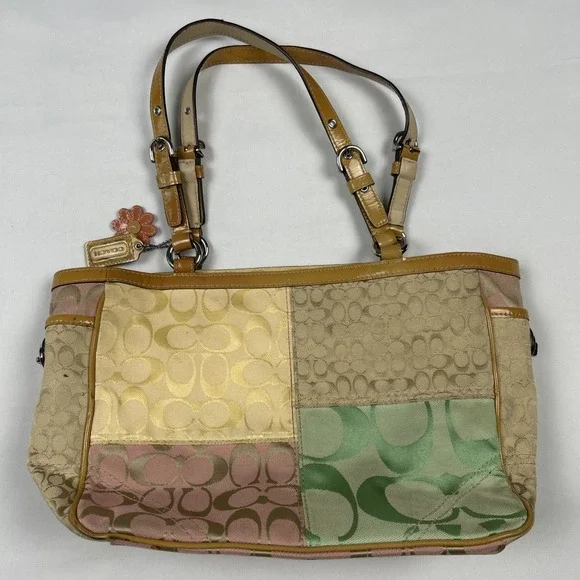 COACH Soho Y2K Patchwork Tote Signature Jacquard Spring Pastel F14868 READ