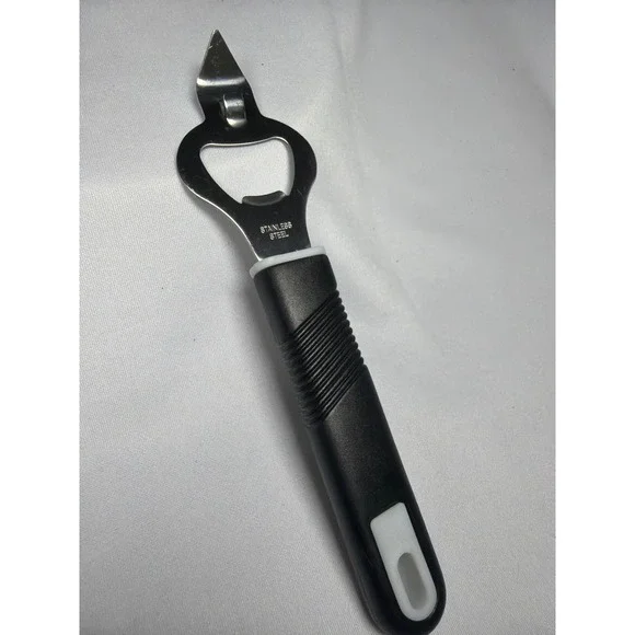 Bottle and Can Opener Tool Black Stainless Steel Minimalist Light Weight Modern