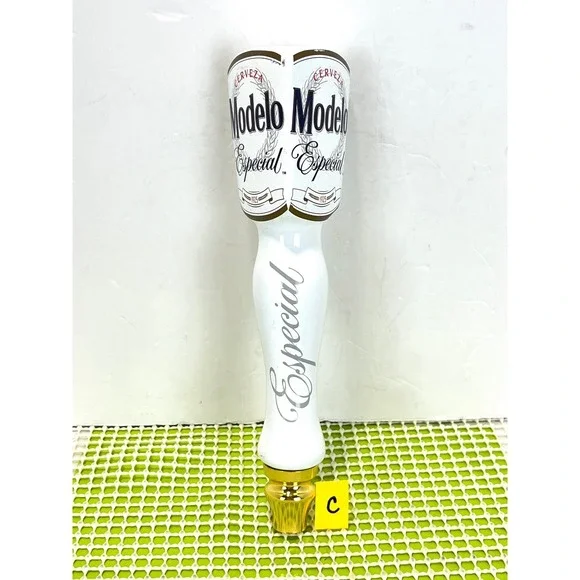 Modelo Especial Beer Tap Handle White Gold Cerveza Draft Bar Triple Side 10.5