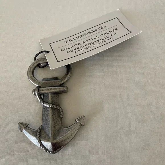 Williams Sonoma Anchor Bottle Opener Nautical Coastal‎ Handheld Beer Barware New
